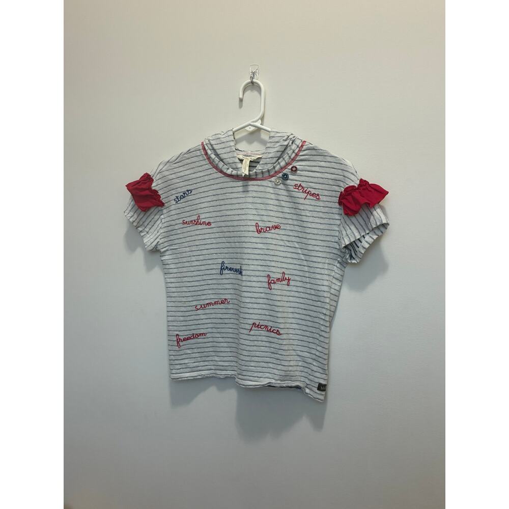 Matilda Jane Patriotic Striped Top Size 14 Stars Sunshine Brave Summer Shirt